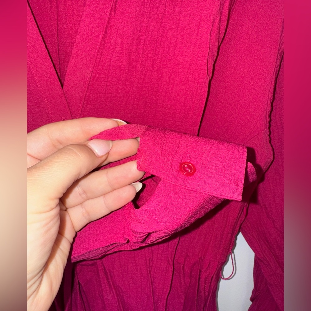 Zara Women's Fuchsia Button-Down Shirt/Tunic/Blouse - Picture 5 of 6